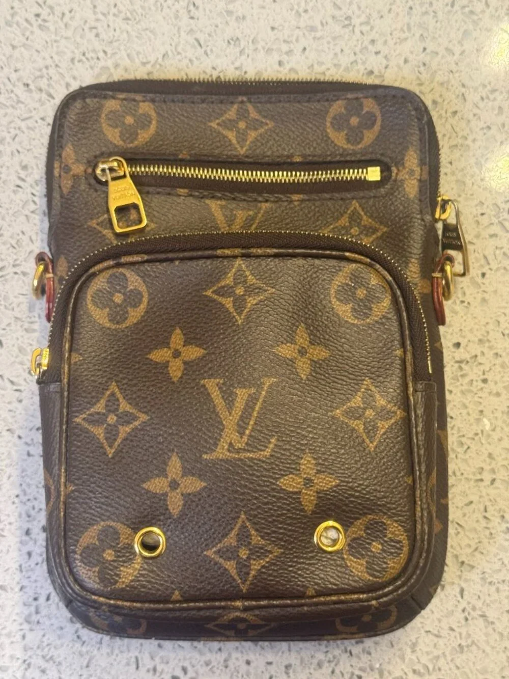 Louis Vuitton Monogram Crossbody Bag with 2 Straps.